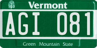 VT license plate AGI081