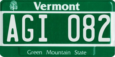 VT license plate AGI082