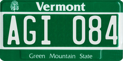 VT license plate AGI084