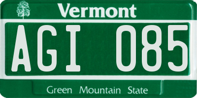 VT license plate AGI085
