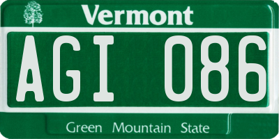 VT license plate AGI086