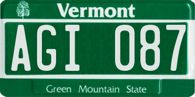 VT license plate AGI087