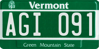 VT license plate AGI091