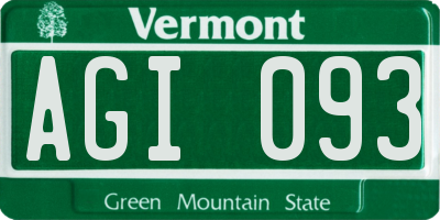 VT license plate AGI093