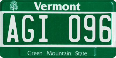 VT license plate AGI096