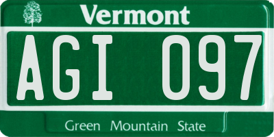 VT license plate AGI097