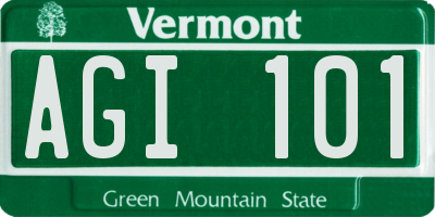 VT license plate AGI101