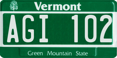 VT license plate AGI102