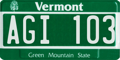 VT license plate AGI103