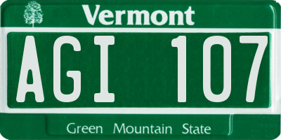 VT license plate AGI107