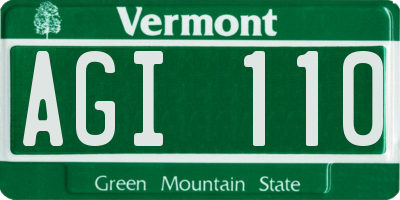 VT license plate AGI110