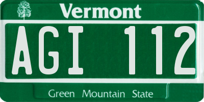 VT license plate AGI112