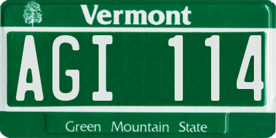 VT license plate AGI114