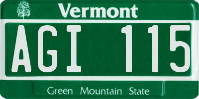 VT license plate AGI115