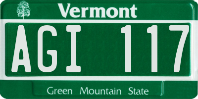 VT license plate AGI117