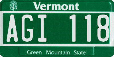VT license plate AGI118