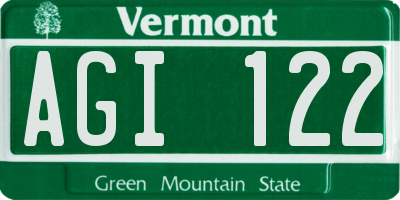 VT license plate AGI122
