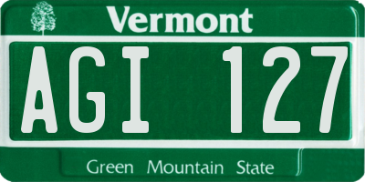 VT license plate AGI127