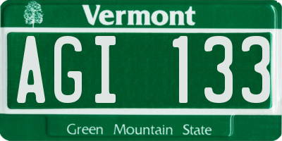 VT license plate AGI133