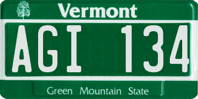 VT license plate AGI134