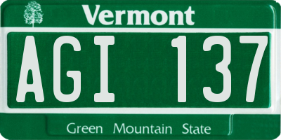 VT license plate AGI137