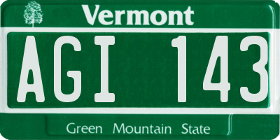VT license plate AGI143