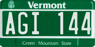 VT license plate AGI144