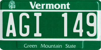VT license plate AGI149