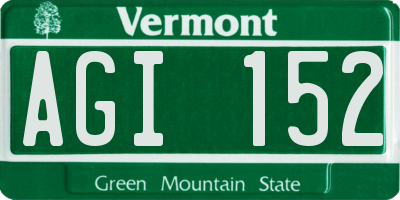 VT license plate AGI152