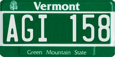 VT license plate AGI158