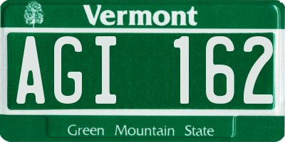 VT license plate AGI162
