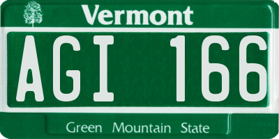 VT license plate AGI166