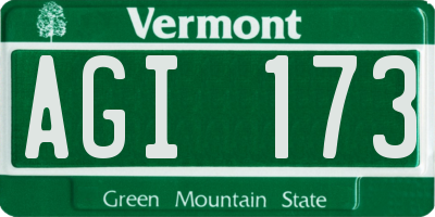 VT license plate AGI173