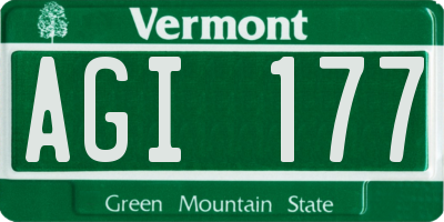 VT license plate AGI177