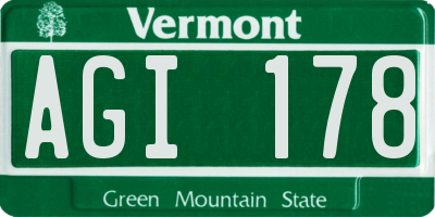 VT license plate AGI178