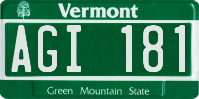 VT license plate AGI181