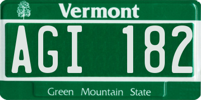 VT license plate AGI182