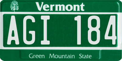 VT license plate AGI184