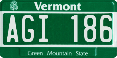 VT license plate AGI186