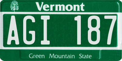 VT license plate AGI187