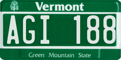 VT license plate AGI188