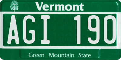 VT license plate AGI190