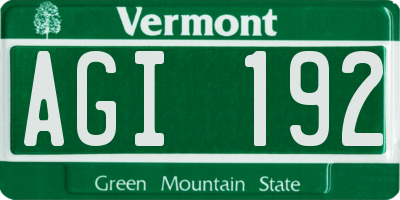 VT license plate AGI192