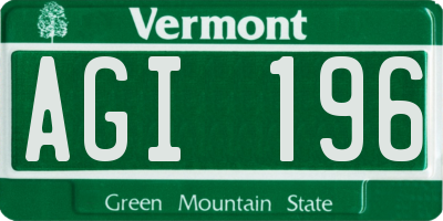 VT license plate AGI196