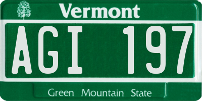 VT license plate AGI197