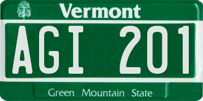 VT license plate AGI201