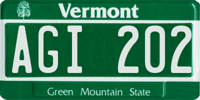 VT license plate AGI202