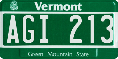 VT license plate AGI213