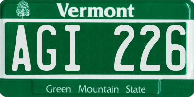 VT license plate AGI226