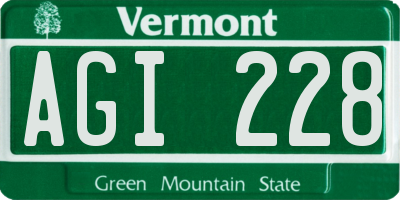 VT license plate AGI228